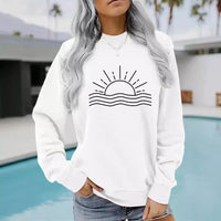 Women's Sunset Print Crewneck Sweatshirt with a relaxed casual fit