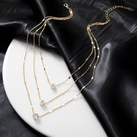 Layered Pendant Necklace Set in gold with crystal heart and star charms