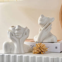 Human Silhouette Ceramic Vase - Nordic Minimalist Home Decor - view 3