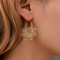 Retro Mandala Floral Carved Metal Earrings