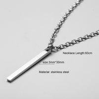 Stainless Steel Pendant Necklace featuring Compass and Bar pendants