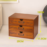 Wood-tone multi-drawer desk organizer for A4 paper and stationery storage