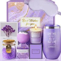 Silk sleep mask and bath salts jar from the pink and purple spa gift set