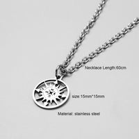 Stainless Steel Pendant Necklace featuring Compass and Bar pendants