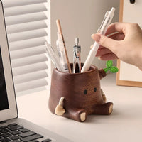 Solid Wood Pen Holder – Nordic Desk Organizer