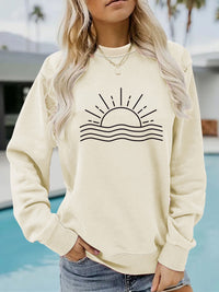Women's Sunset Print Crewneck Sweatshirt with a relaxed casual fit