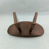 Solid wood meditation bench with dimensions shown for size reference