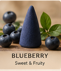 Blueberry-scented backflow incense cone