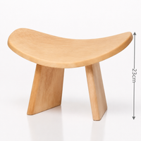 Solid wood kneeling meditation stool, side view, shown with a 23cm seat height dimension