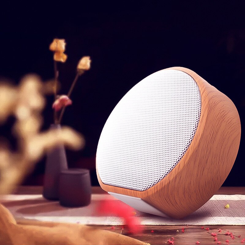 Wooden Bluetooth Speaker displayed on a modern office desk setup