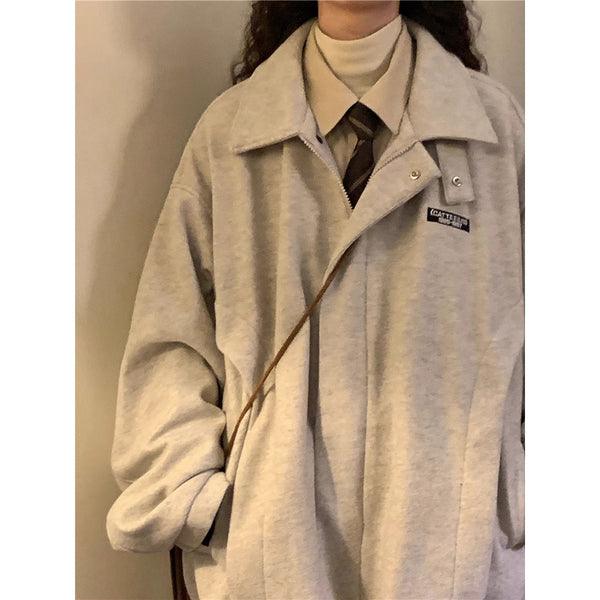 Women's Oversized Zip Hoodie Jacket in a relaxed retro loose fit