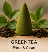 Green tea-scented backflow incense cone