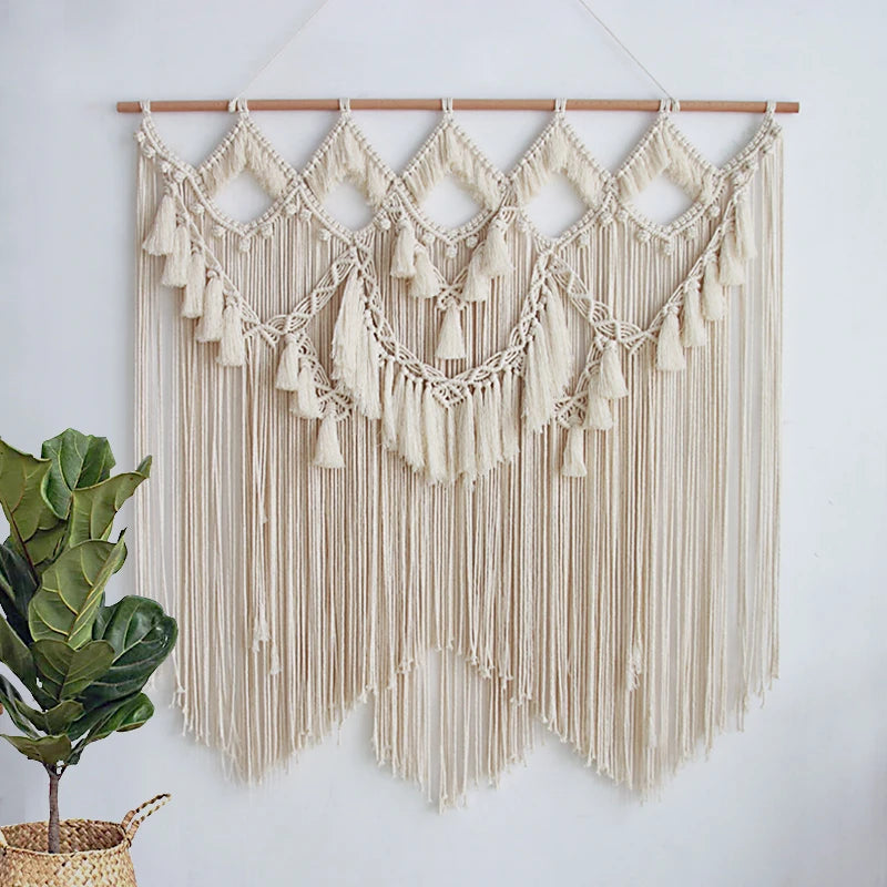 Bohemian Wall Tapestry handmade cotton rope macrame wall decor