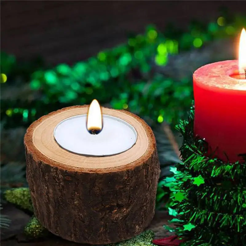 Wooden Candle Holder - Rustic Tealight Decor