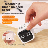 White digital countdown timer with gravity flip sensor and LED display