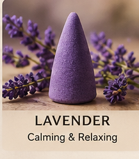 Lavender-scented backflow incense cone