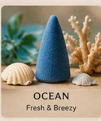 Ocean-scented blue backflow incense cone