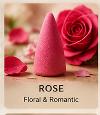 Rose-scented pink backflow incense cone